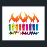 Affiches Salutation Rainbow Menorah Hanoukka<br><div class="desc">Contemporain style menorah candélabre arc-en-ciel utilisé pour célébrer la fête juive Hanoukka,  également connu sous le nom de Festival des lumières.</div>