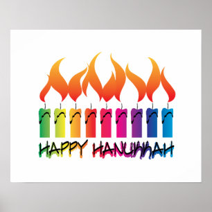 Affiches Salutation Rainbow Menorah Hanoukka