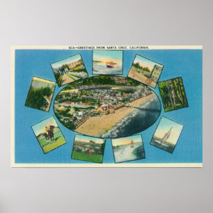 Affiches Salutations de avec ViewsSanta pittoresque Cruz,