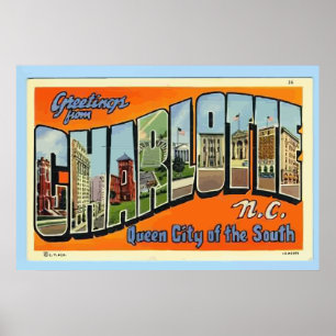 Affiches Salutations de Charlotte N.C., Vintage