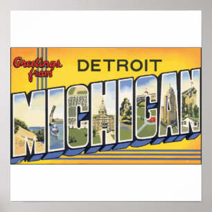 Affiches Salutations de Detroit Michigan, cru