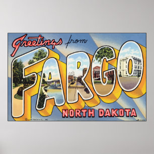 Affiches Salutations De Fargo North Dakota, Vintage