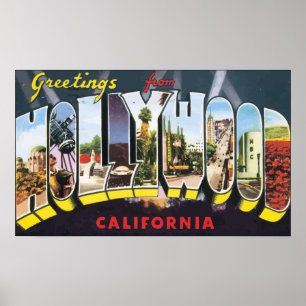 Affiches Salutations de Hollywood la Californie, cru