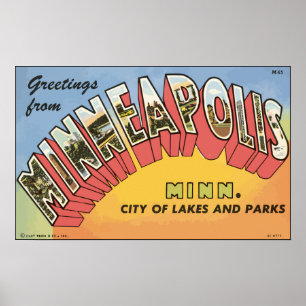 Affiches Salutations De Minneapolis Minn., Vintage