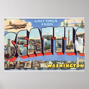 Affiches Salutations de voyage de Seattle