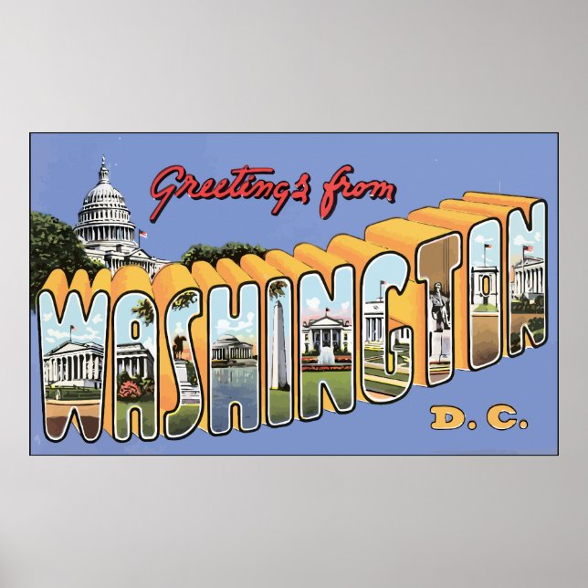 Affiches Salutations de Washington D.C., Vintage (Devant)