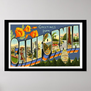 Affiches Salutations d'impression vintage Californie