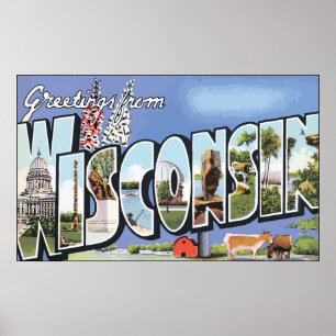 Affiches Salutations du Wisconsin, cru