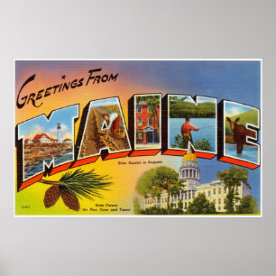 Affiches Salutations vintages et colorées du Maine