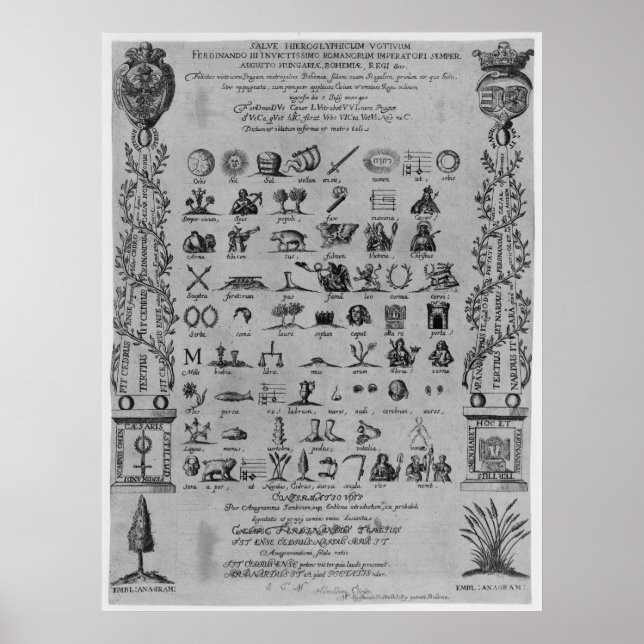Affiches Salve Hiéroglyphicum Votivum Symboles latins Anagr (Devant)