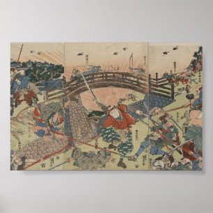 Affiches Samouraïs à l'aide de deux épées circa 1810