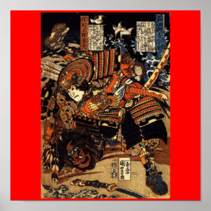 Affiches Samurai au combat, vers les années 1800