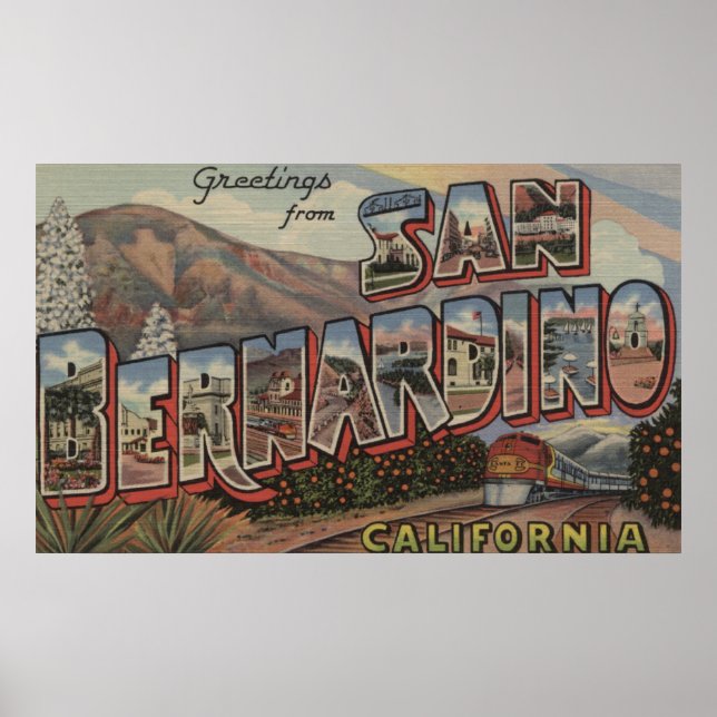 Affiches San Bernardino, Californie - Scènes de grandes let (Devant)