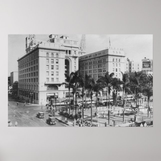 Affiches San Diego, CA City Vue de US Grant Hotel (Devant)