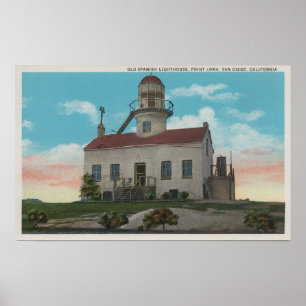 Affiches San Diego, CA - vieux phare espagnol à