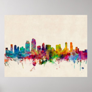 Affiches San Diego California Skyline
