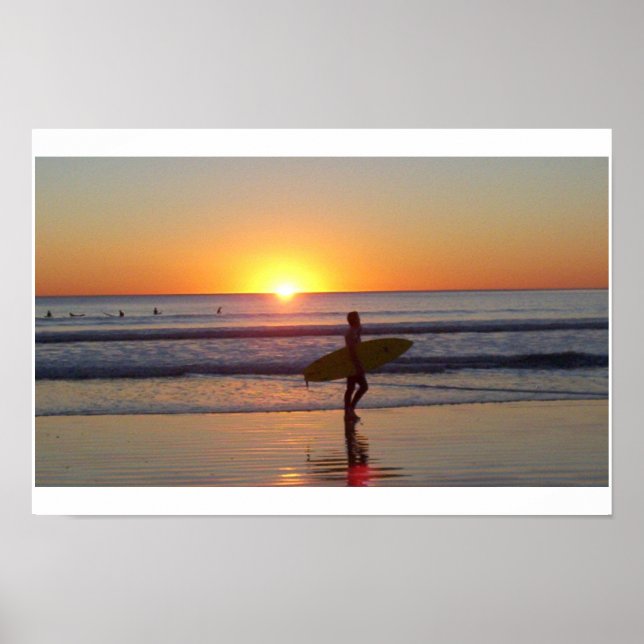 Affiches San Diego coucher de soleil avec Surfer (Devant)
