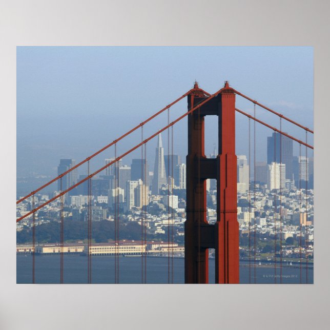 Affiches San Francisco a vu par Golden Gate Bridge. (Devant)