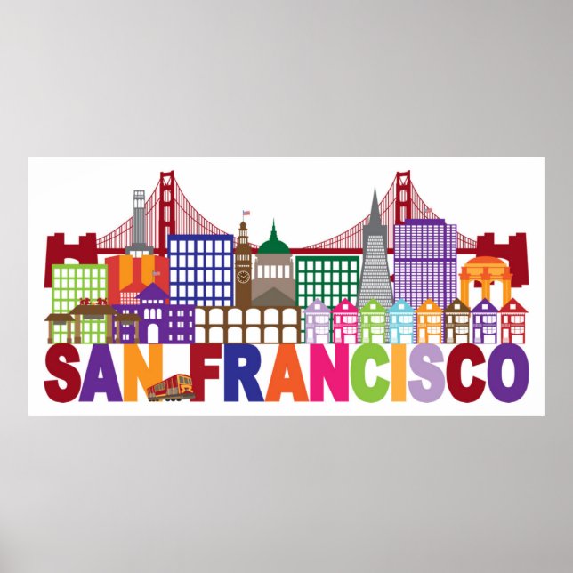 Affiches San Francisco, Californie | Design de typographie (Devant)