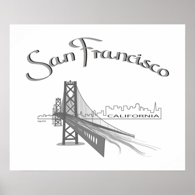 Affiches San Francisco, Californie - Gris (Devant)