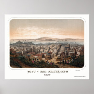 Affiches San Francisco, carte panoramique de CA - 1860