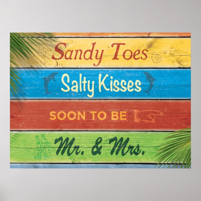 Affiches Sandy Toes Salty Kisses bientôt être Mr & Mrs Post (Devant)