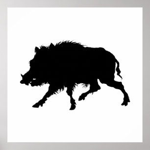 Affiches Sanglier ou cochon sauvage Elégant Silhouette