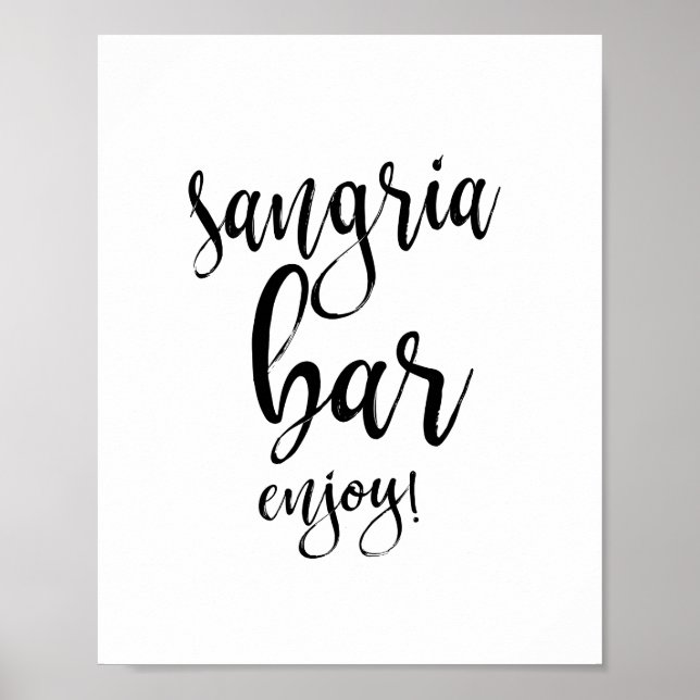 Affiches Sangria Bar Mariage noir et blanc 8x10 (Devant)