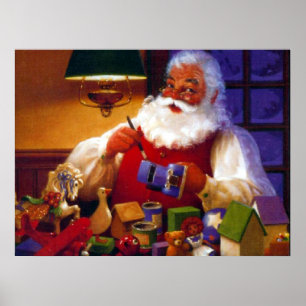 Affiches Santa Claus dans Magasin de jouets Imprimer