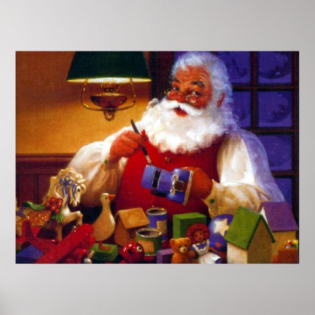 Affiches Santa Claus dans Magasin de jouets Imprimer (Devant)