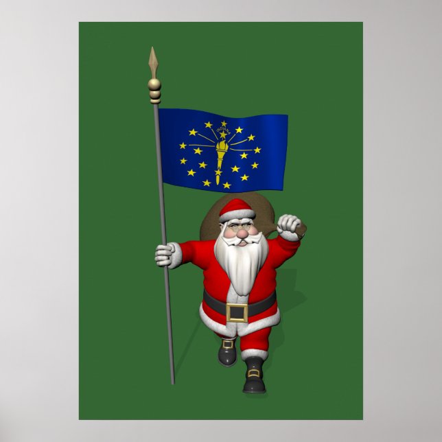 Affiches Santa Claus With Ensign Of Indiana (Devant)