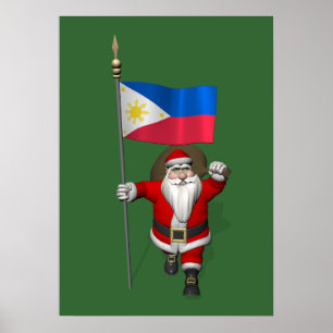 Affiches Santa Claus With Ensign Of The Philippines