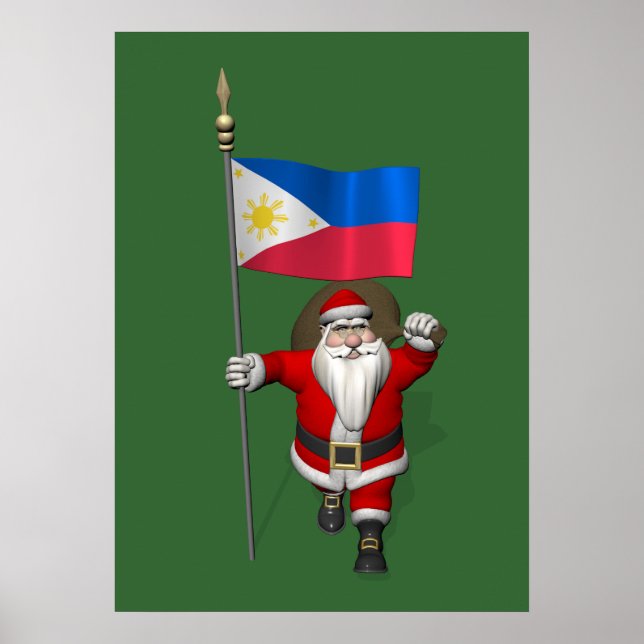 Affiches Santa Claus With Ensign Of The Philippines (Devant)