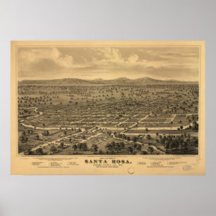 Affiches Santa Rosa California 1876 Panoramic Map
