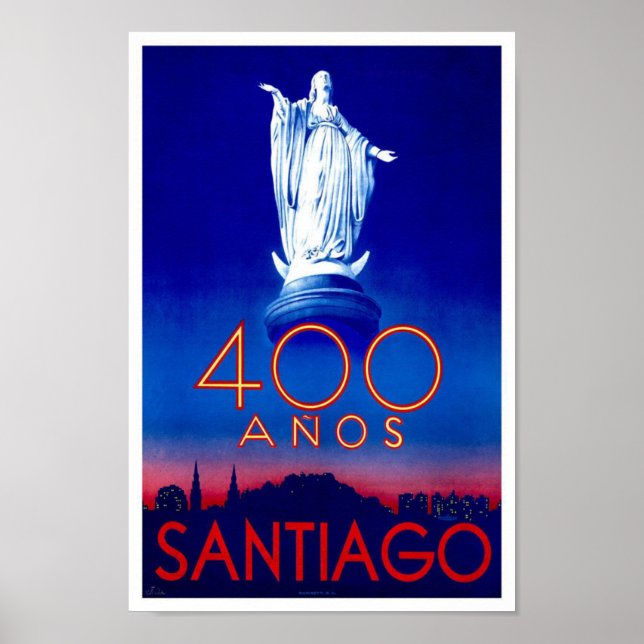 Affiches Santiago Chili Vintage voyage (Devant)