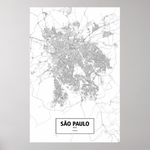 Affiches Sao Paulo, Brésil (noir sur le blanc)