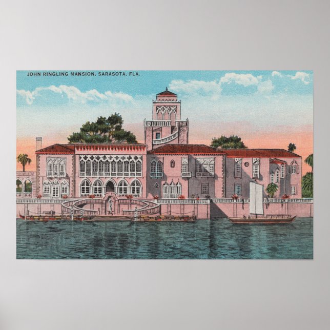Affiches Sarasota, Floride - Vue de John Ringling (Devant)