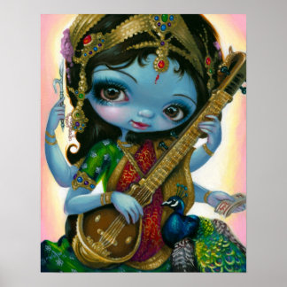 Affiches Saraswati Jouer Veena Hindu Goddess Art IMPRIMER
