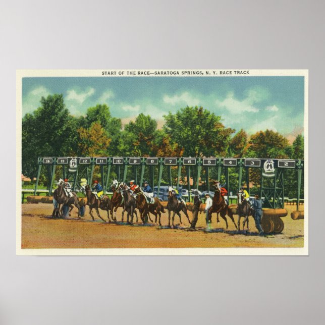 Affiches Saratoga Race Track - Ligne de départ (Devant)