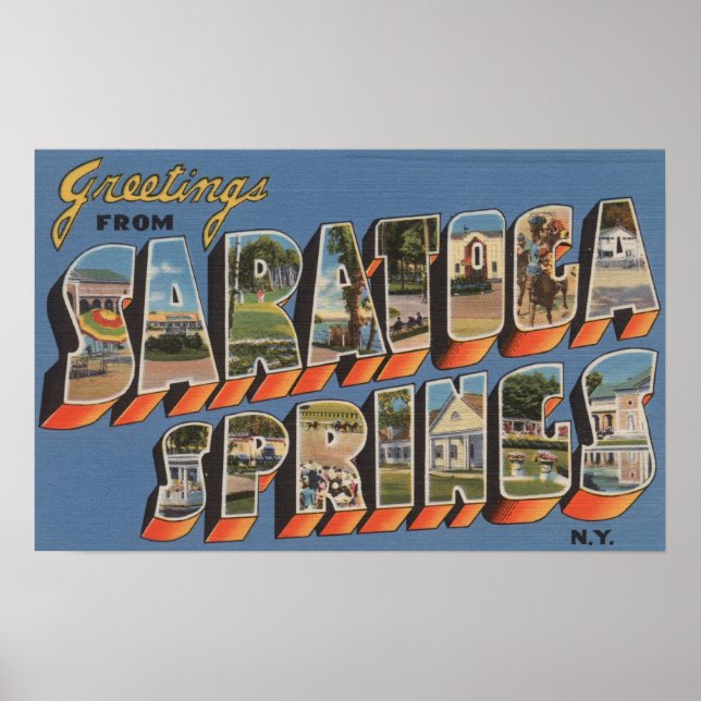 Affiches Saratoga Springs, New York - Scènes de grandes let (Devant)