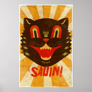 Affiches Sauin ! Chat noir de Halloween