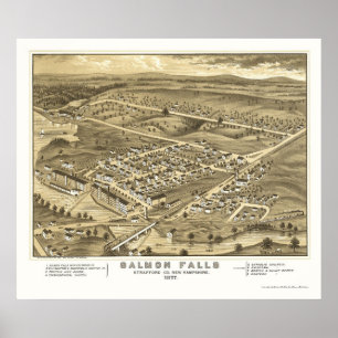 Affiches Saumon Falls, NH Panoramic Map - 1877