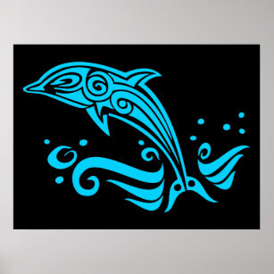 Affiches Sauter le dauphin bleu de la tribu
