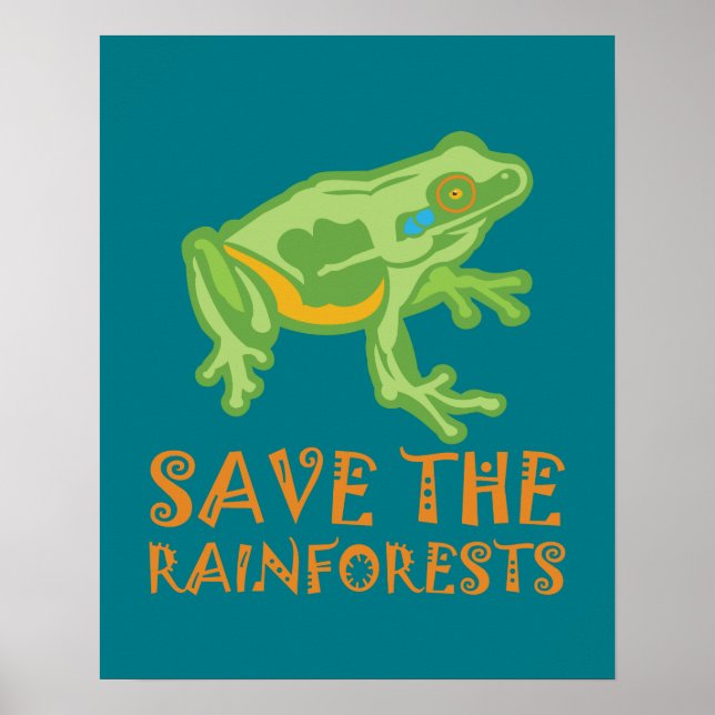 Affiches sauver les forêts tropicales Grenouille des arbres (Devant)