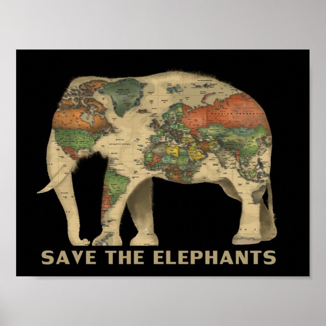 Affiches Sauvez les éléphants (Devant)