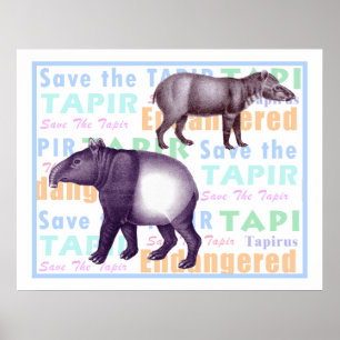 Affiches Sauvez les tapirs américains et asiatiques