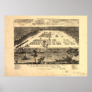 Affiches Savannah Georgia 1734 Carte panoramique