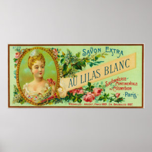 Affiches Savon LabelParis, France de Lilas Blanc d'Au