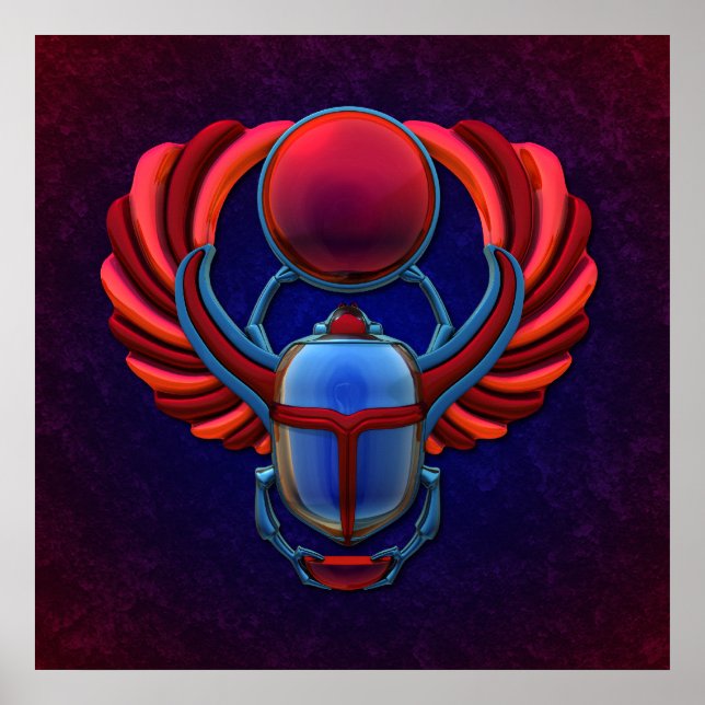 Affiches Scarab égyptien coloré (Devant)