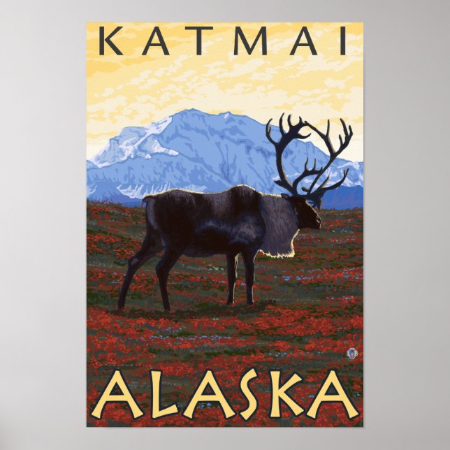 Affiches Scène Caribou - Katmai, Alaska (Devant)